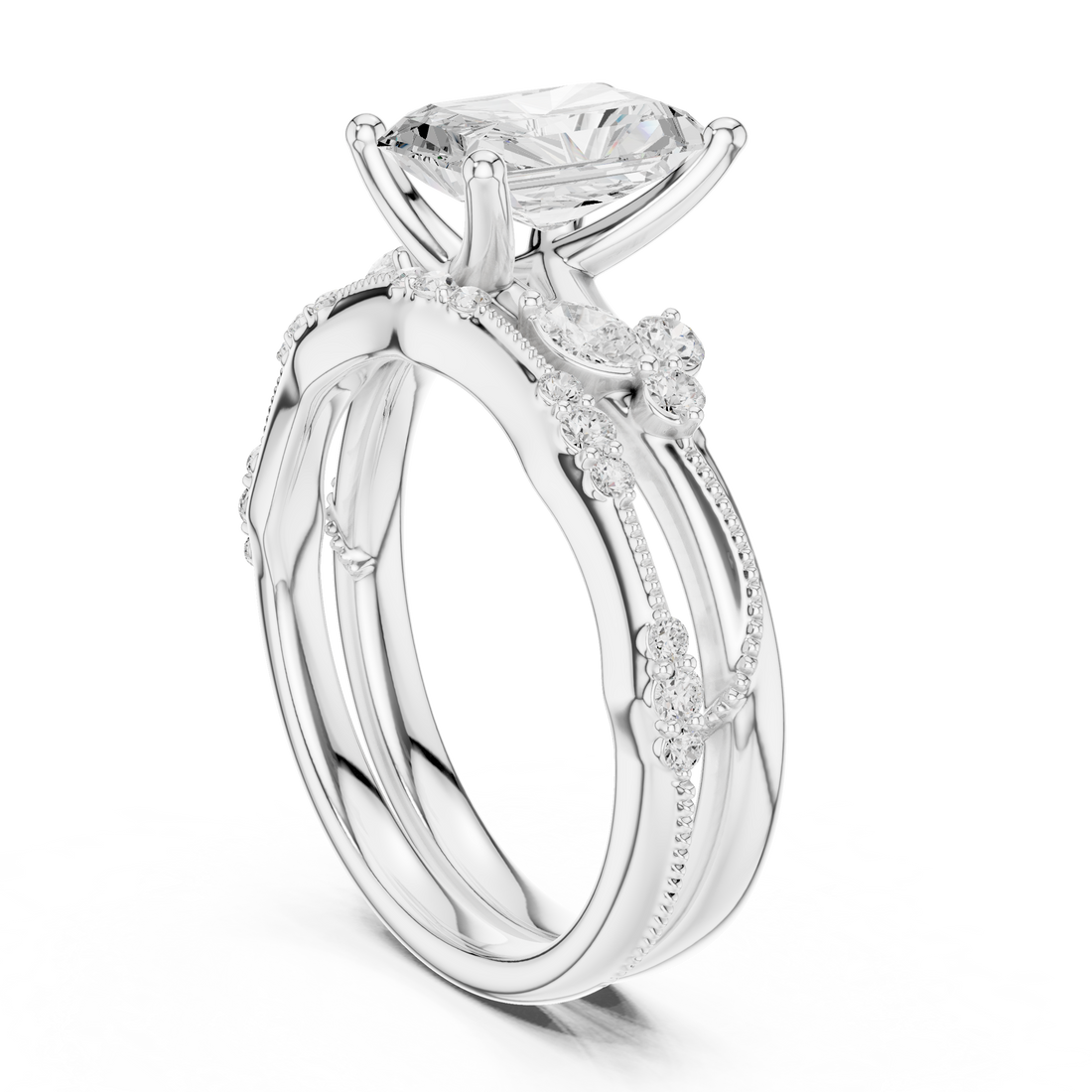 DDLR - 299 - RADIENT - Solitaire Radiant Ring - White Gold