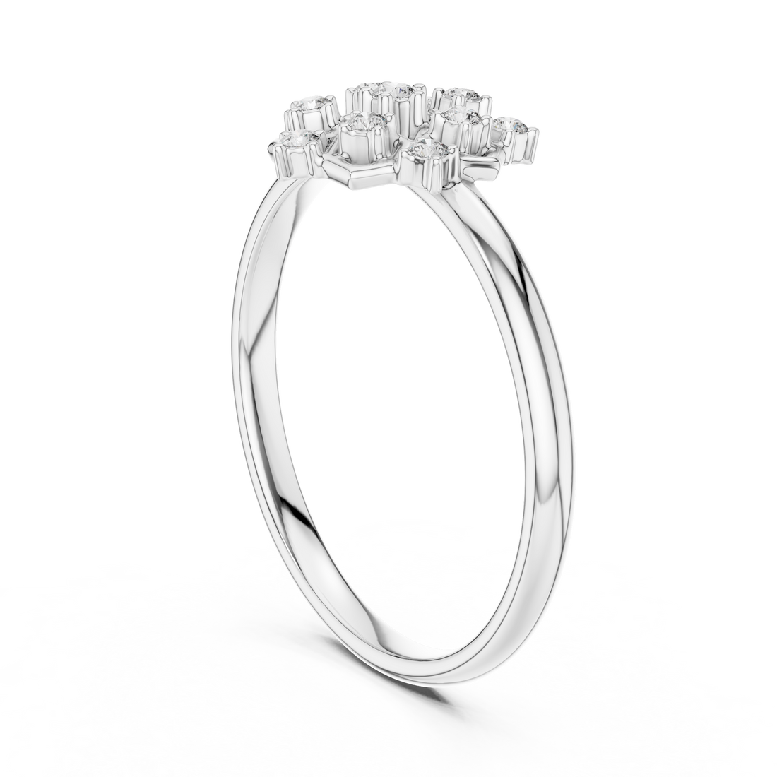 1 (408) - Fashion Round Ring - White Gold
