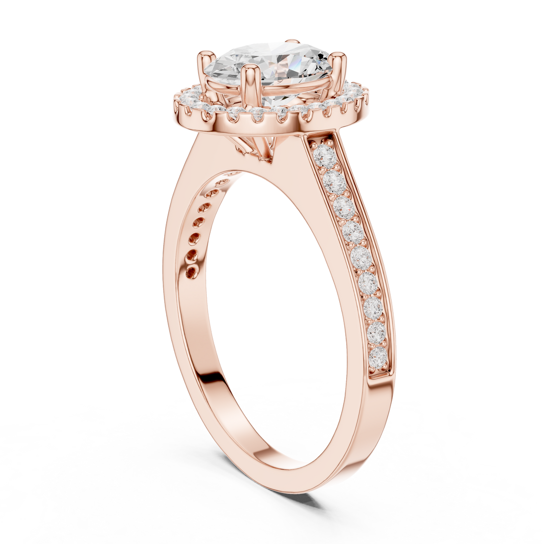 DDLR-417 - Halo Oval Ring - White Gold