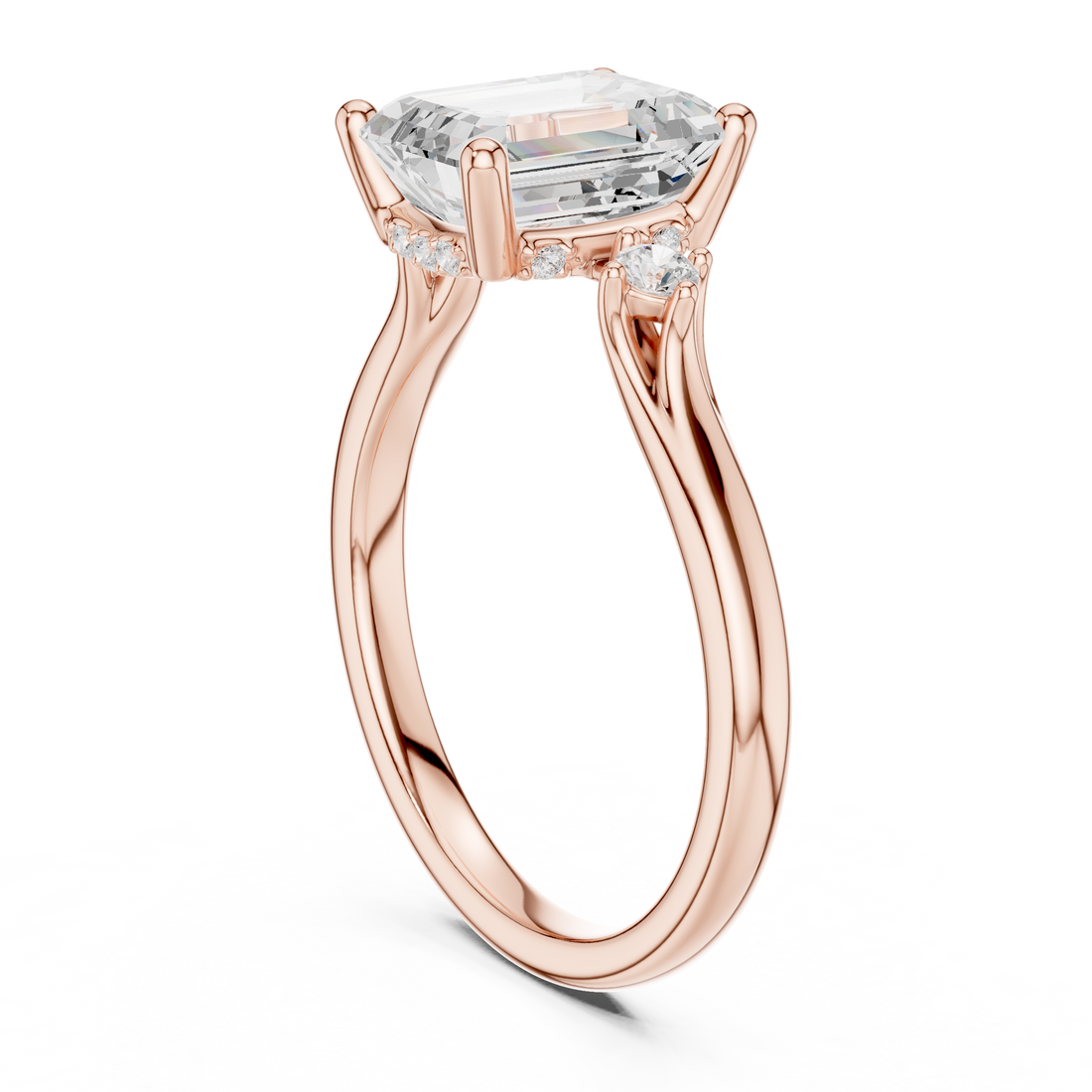 DDLR-164-EM - Three Stone Emerald Ring - White Gold