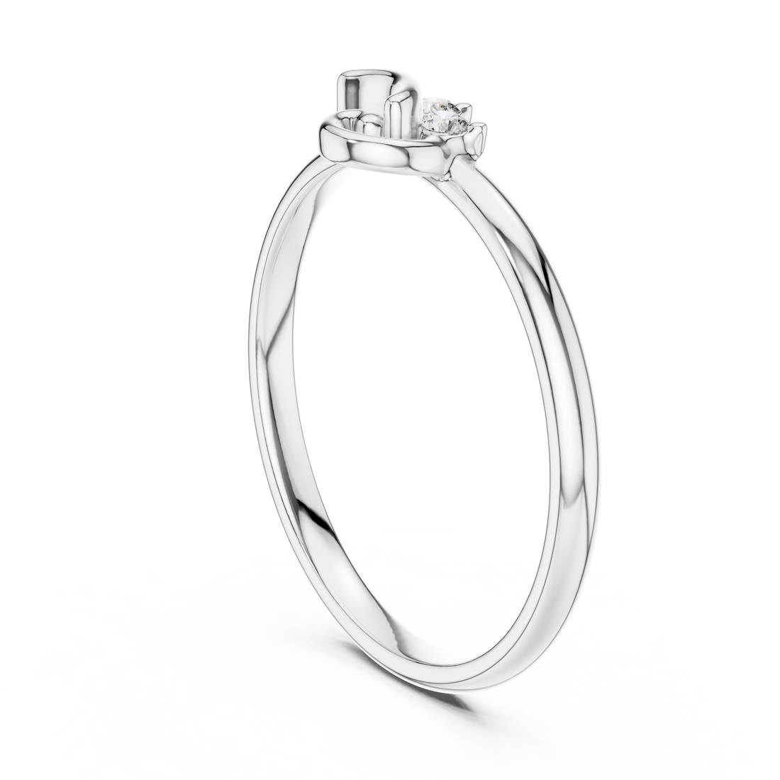 1 (361) - Fashion Round Ring - White Gold