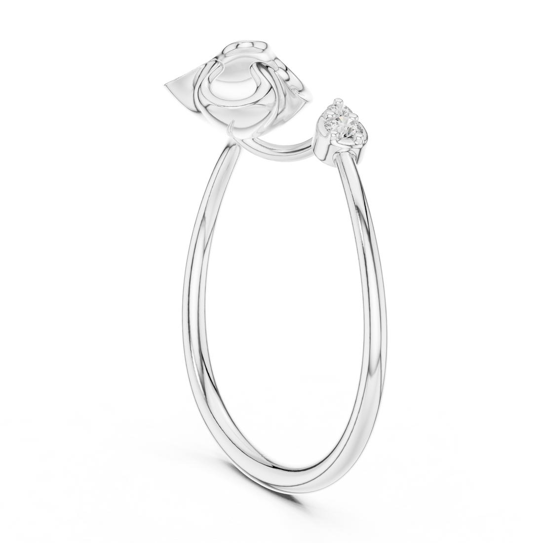 1 (209) - Fashion Round Ring - White Gold