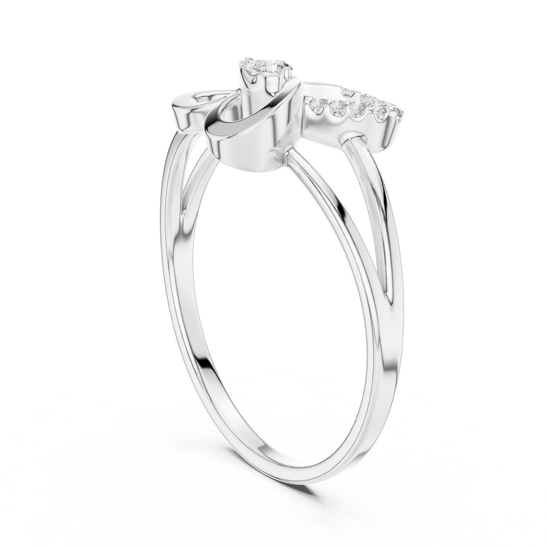 1 (239) - Fashion Round Ring - White Gold