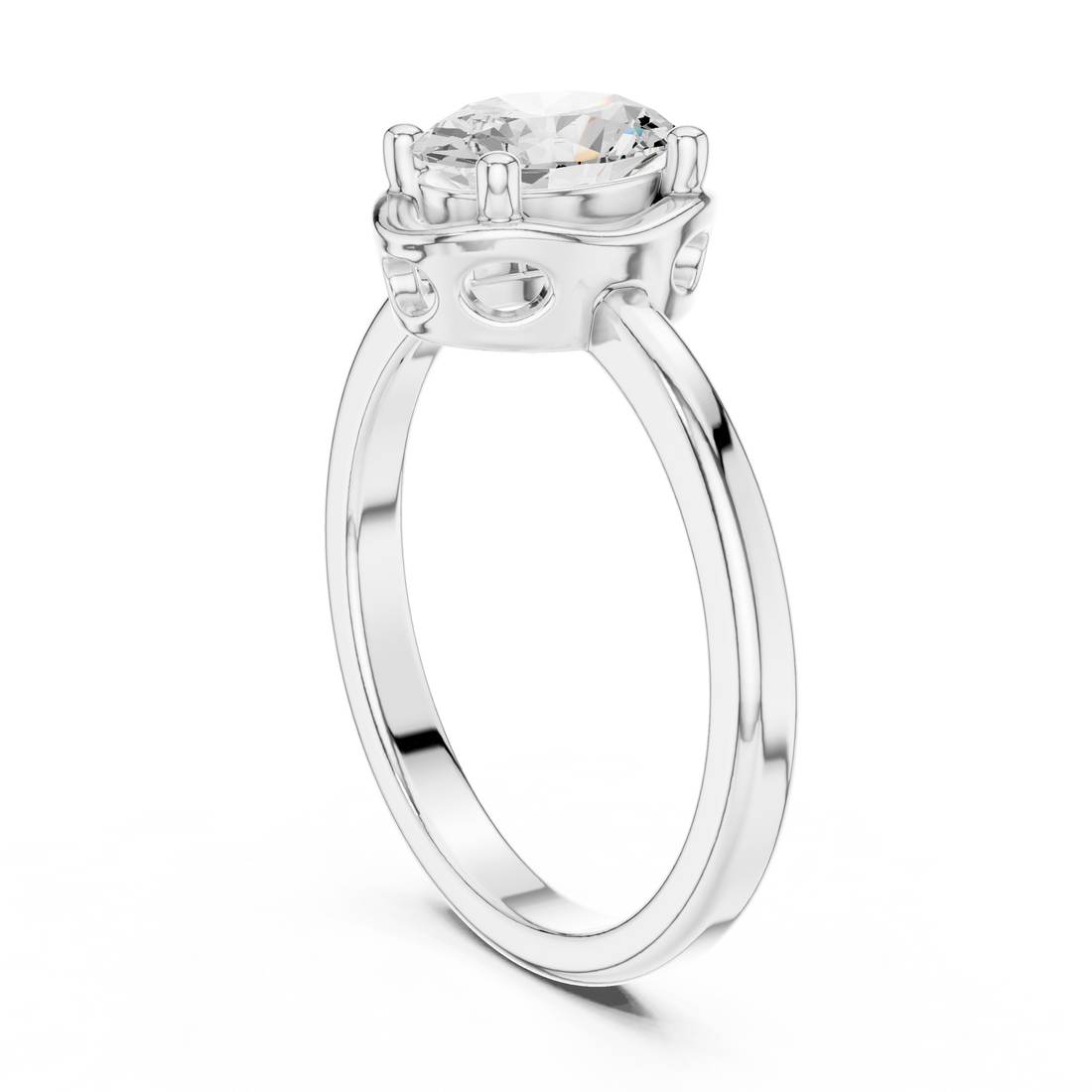 DDLR-504 - Solitaire Oval Ring - White Gold