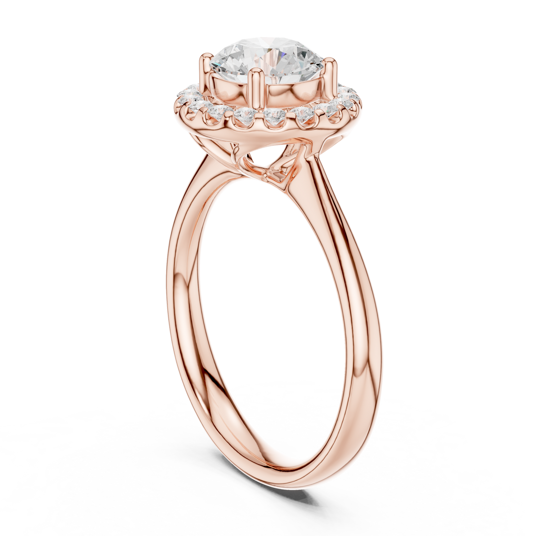 DDLR-629 - Halo Round Ring - White Gold