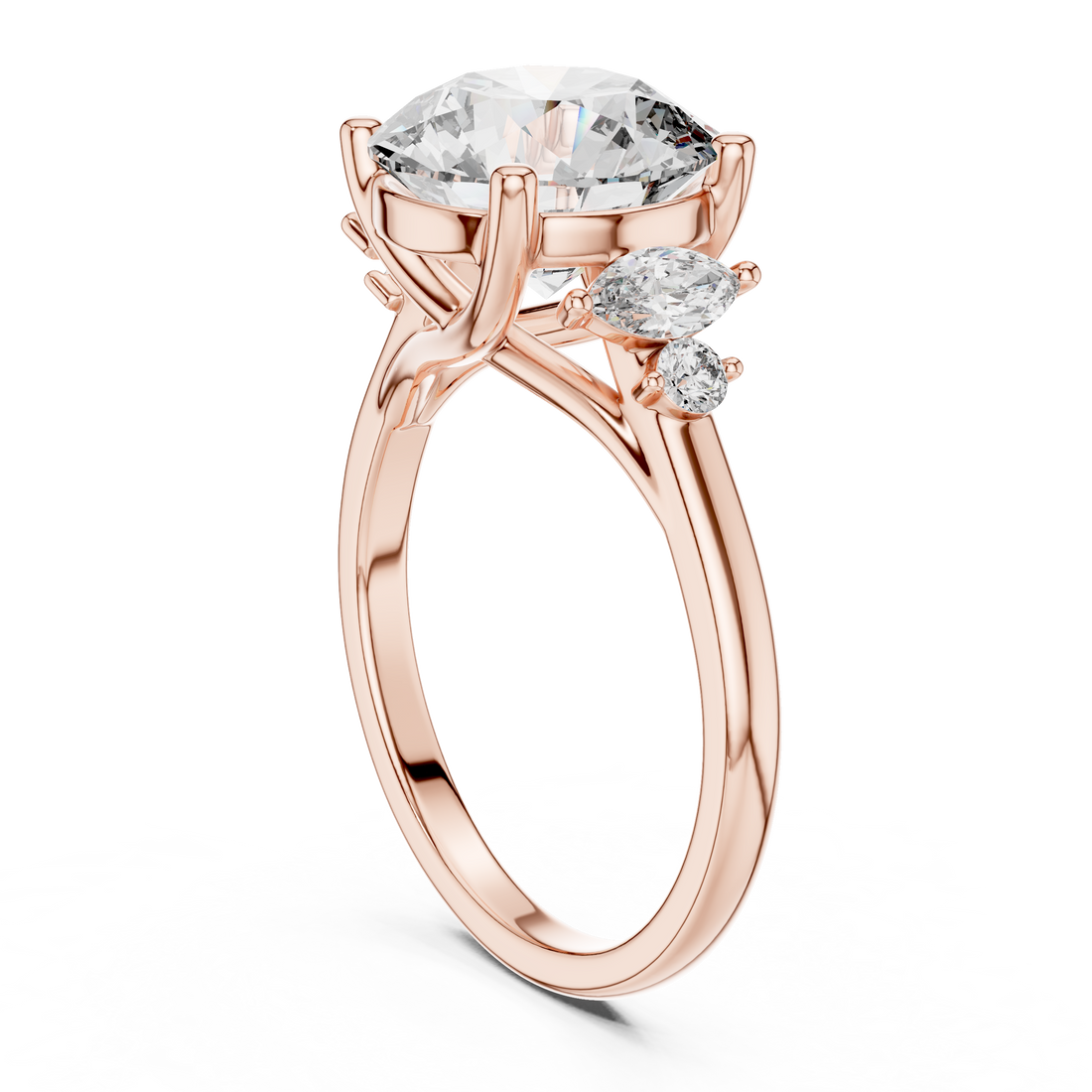 DDLR-073 - Three Stone Round Ring - White Gold