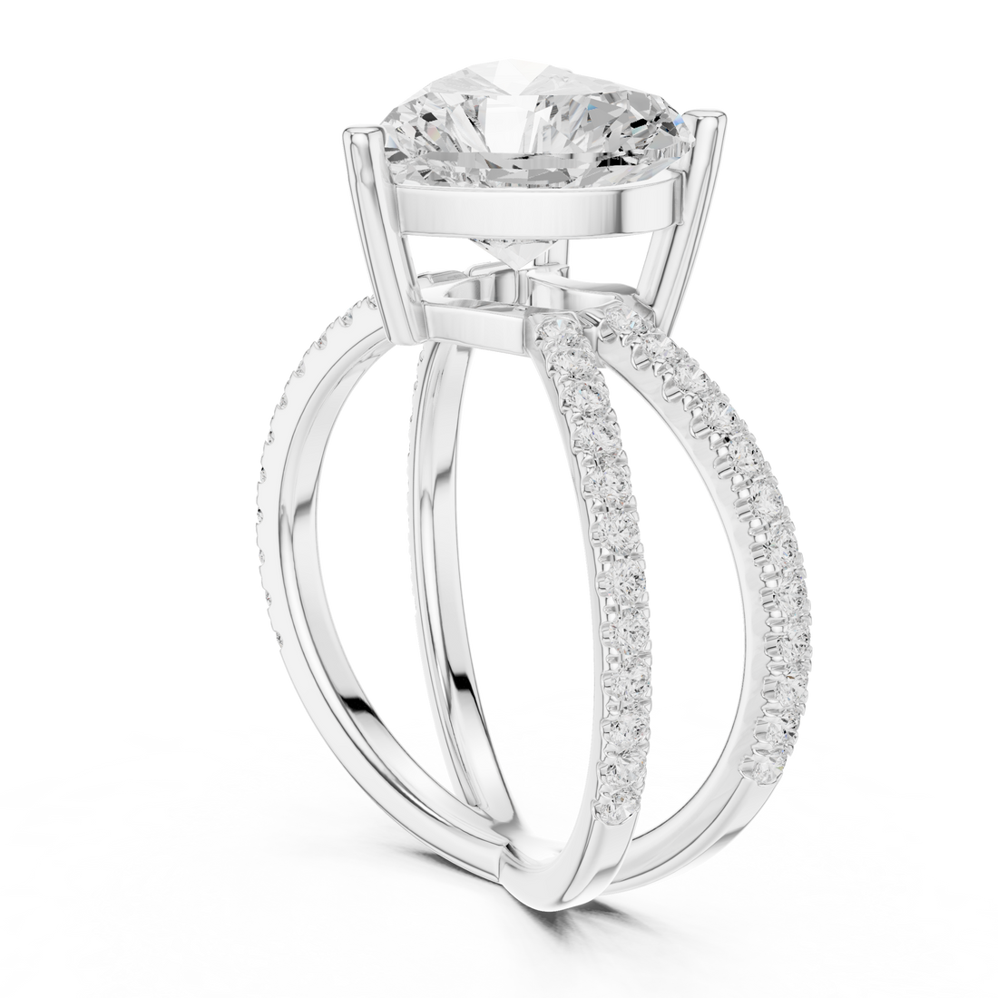 25 HR - Split Shank Heart Ring - White Gold