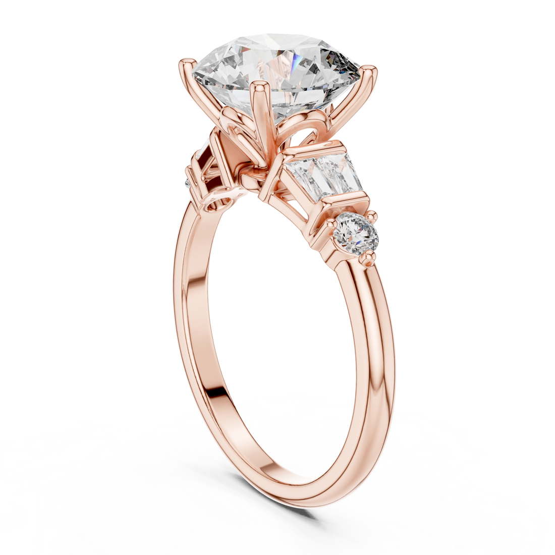 DDLR-157 - Three Stone Round Ring - White Gold