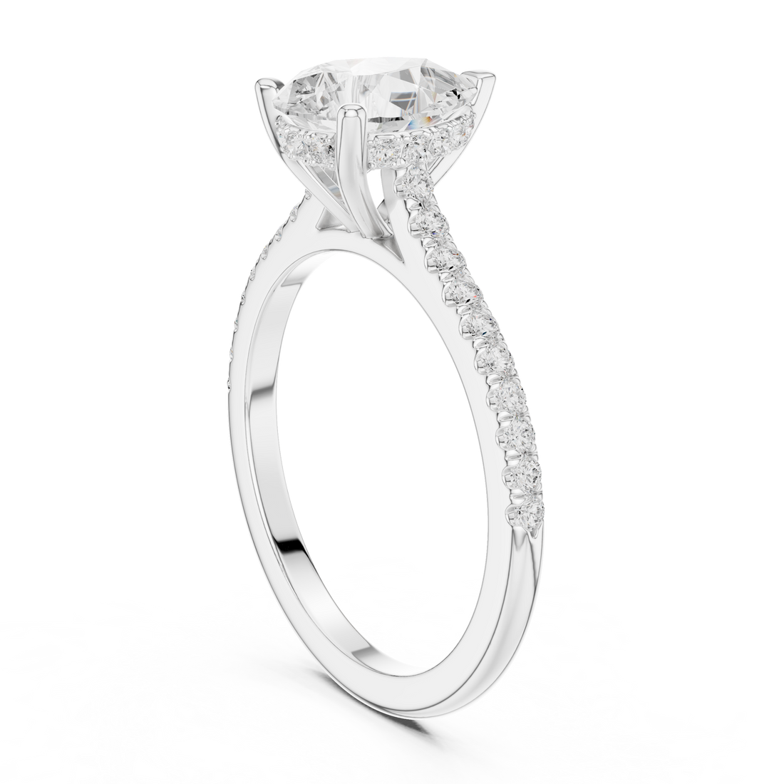 DDLR-169 - R00845-PE - Solitaire Pear Ring - White Gold