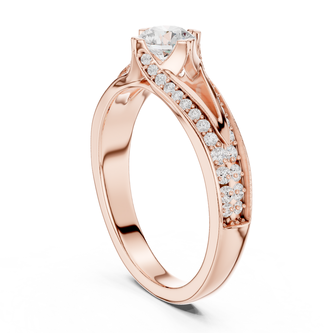 LR-0305 - Solitaire Round Ring - White Gold