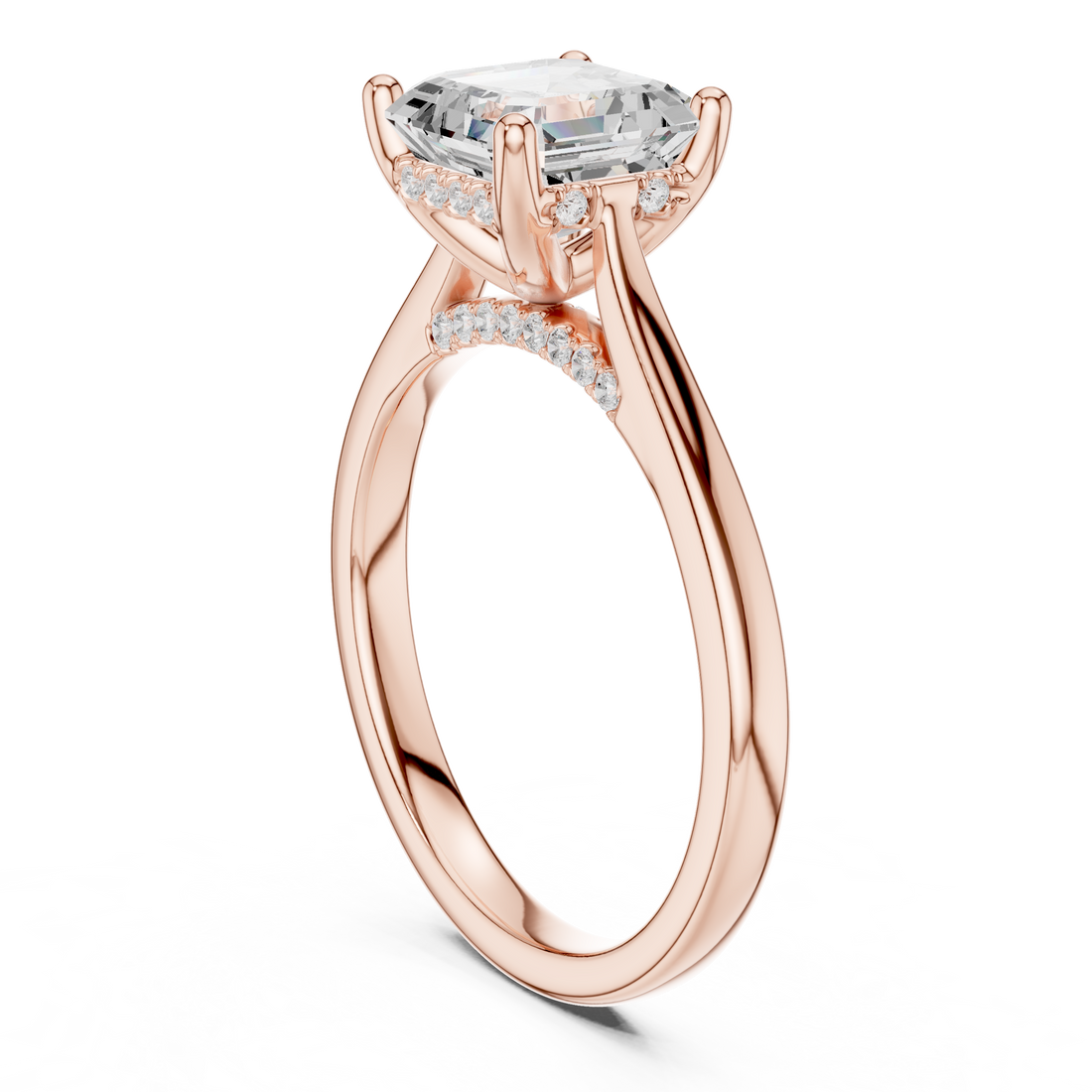 DDLR-163-R00837-AC - Solitaire Asscher Ring - White Gold