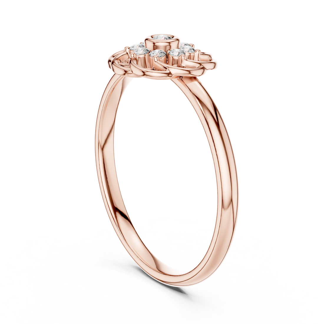 1 (420) - Fashion Round Ring - White Gold