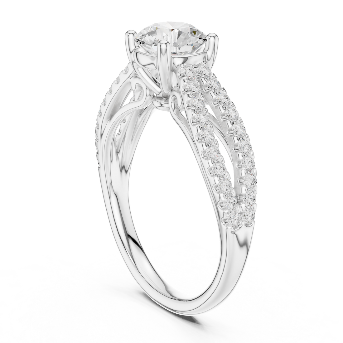 DDLR-636 - Solitaire Round Ring - White Gold