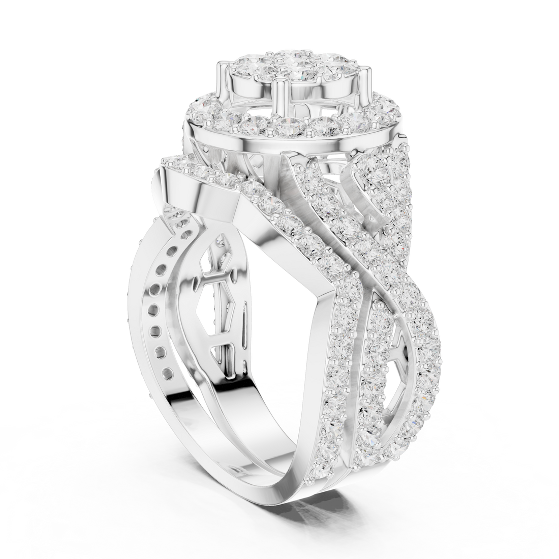 DDLR-582 - Halo Round Ring - White Gold