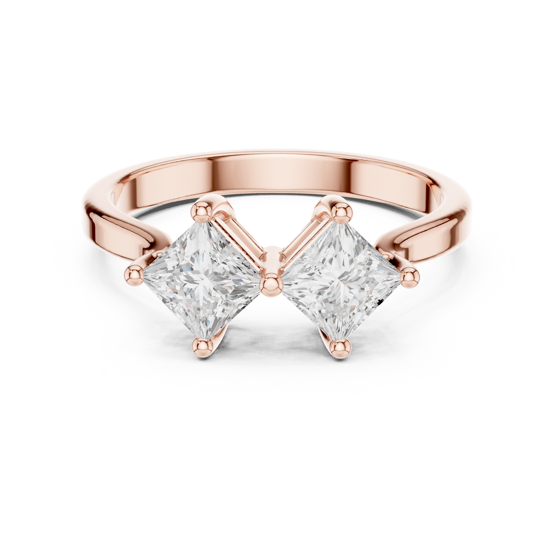 Bypass Ring - Princess | DDLR-490 - Rose Gold