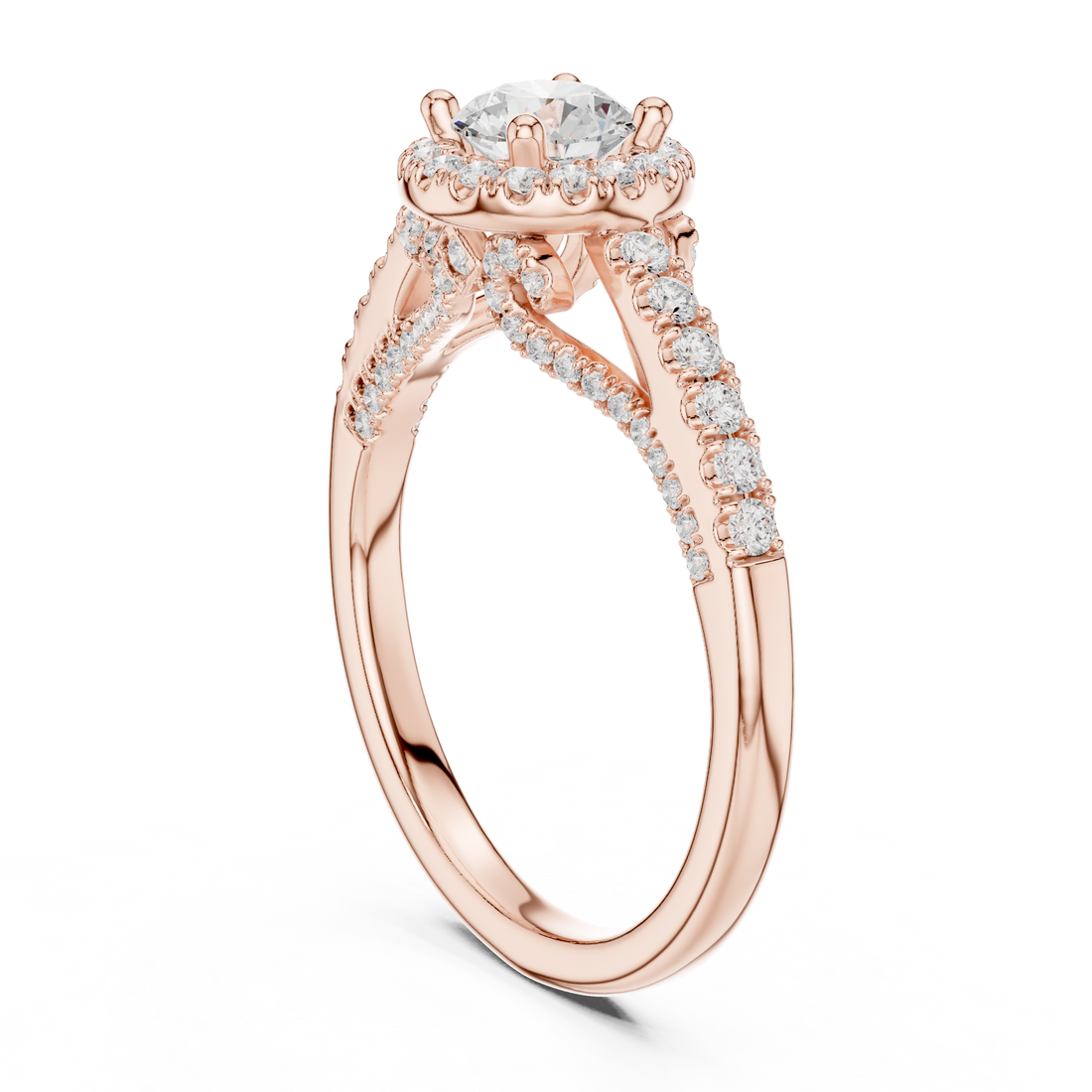LR-0218 - Halo Round Ring - White Gold